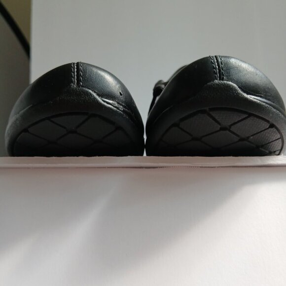 Black Leather Upper Waterproof Mules Gunmetal Bar Horsebit Decoration Sz 7M - Picture 5 of 12